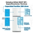 Heladera Briket BK2F 1811 Blanca 350 Litros Ciclica